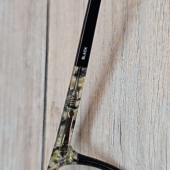 LADIES BLACK & GOLD PLASTIC EYEGLASS FRAMES - Picture 12 of 16